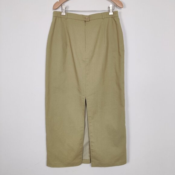 FE Edition Women's Maxi Skirt in Green Size 12 Cotton Old Money Quiet Luxury - Picture 2 of 15